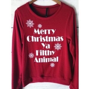 Merry Christmas Ya Filthy Animal Sweater Size Med